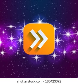 Abstract right arrow sign with flat designed shadow and space background for internet sites, web user interfaces (ui), applications (apps) and business presentations. Vector eps10 illustration.