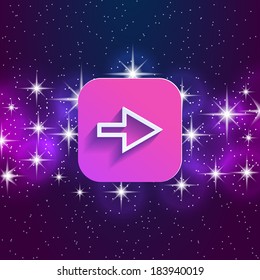 Abstract right arrow sign with flat designed shadow and space background for internet sites, web user interfaces (ui), applications (apps) and business presentations. Vector eps10 illustration.