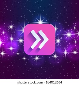 Abstract right arrow sign with flat designed shadow and space background for internet sites, web user interfaces (ui), applications (apps) and business presentations. Vector eps10 illustration.