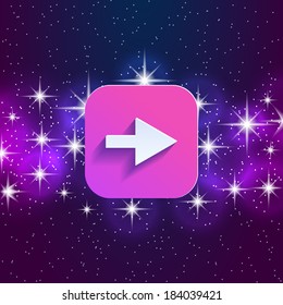 Abstract right arrow sign with flat designed shadow and space background for internet sites, web user interfaces (ui), applications (apps) and business presentations. Vector eps10 illustration.