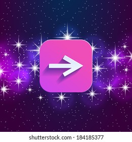 Abstract right arrow sign with flat designed shadow and space background for internet sites, web user interfaces (ui), applications (apps) and business presentations. Vector eps10 illustration.