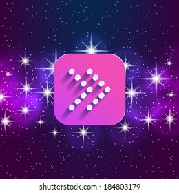 Abstract right arrow sign with flat designed shadow and space background for internet sites, web user interfaces (ui), applications (apps) and business presentations. Vector eps10 illustration.