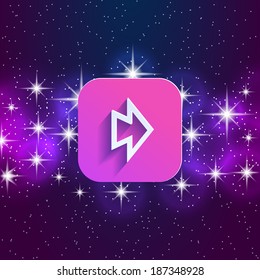 Abstract right arrow sign with flat designed shadow and space background for internet sites, web user interfaces (ui), applications (apps) and business presentations. Vector eps10 illustration.
