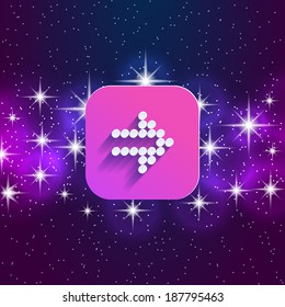 Abstract right arrow sign with flat designed shadow and space background for internet sites, web user interfaces (ui), applications (apps) and business presentations. Vector eps10 illustration.