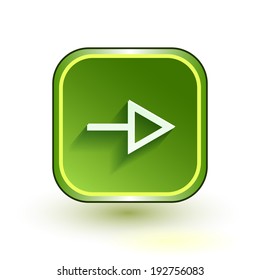 Abstract right arrow sign with flat designed shadow and light background 