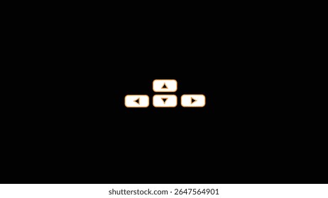 Abstract right, left, up and down arrow keys on a computer keyboard on black background.