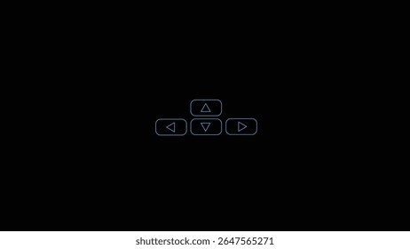 Abstract right, left, up and down arrow keys on a computer keyboard on black background.