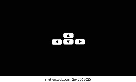 Abstract right, left, up and down arrow keys on a computer keyboard on black background.