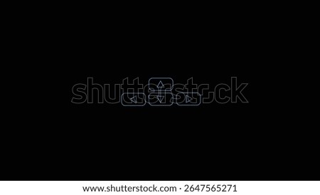 Abstract right, left, up and down arrow keys on a computer keyboard on black background.