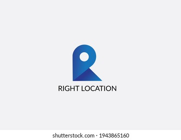 Abstract right location R letter modern emblem logo design