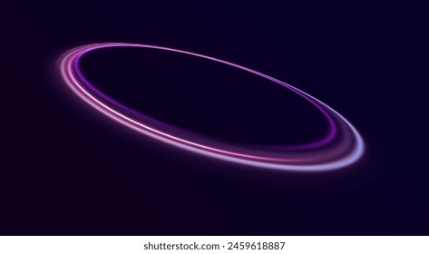 Abstract ring background with glowing swirling background. Energy flow tunnel. Blue portal, platform. Magic circle vector. Luminous spiral. round frame.	
