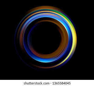 Abstract ring background luminous swirling sparkle. Glowing spiral. Shine round frame tunnel. Circles light effect. Copy space for your message.