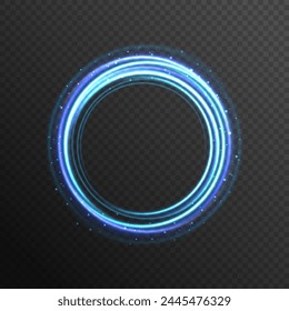 Abstract ring background with luminous swirling backdrop. Glowing spiral. Glowing blue circle. isolated set of round sparks or round lights.The energy flow tunnel. shine round frame with light circle	