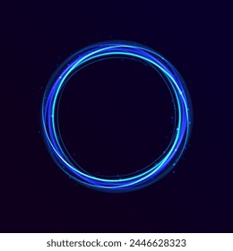 Abstract ring background with luminous swirling backdrop. Glowing spiral. Glowing blue circle. isolated set of round sparks or round lights.The energy flow tunnel. shine round frame with light circle	