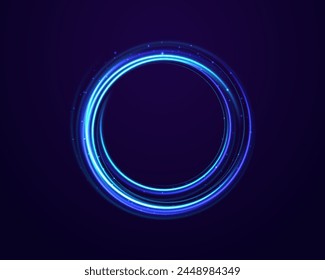 Abstract ring background with luminous swirling backdrop. Glowing spiral. Glowing blue circle. isolated set of round sparks or round lights.The energy flow tunnel. shine round frame with light circle	