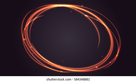 Abstract ring background with luminous swirling sparkle. Glowing spiral. Shine round frame tunnel with circles light effect. Cover for your presentation and design with space for your message.