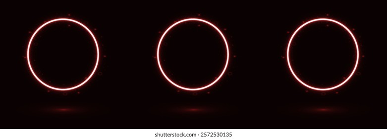 Abstract ring background. Sparkle dark glowing neon background. Red portal. Special effects elements. EPS 10.