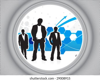 Abstract ring background with standing businessman . Vector illustration.