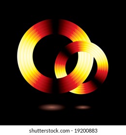 abstract ring of glowing flame colours with a drop shadow