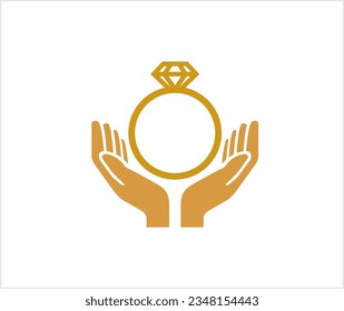 abstrakter Ring mit zwei Händen Logo, Vektorsymbol