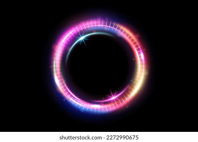 Abstract Ring Light Effect Isolated on Dark Background, Vector Illustration