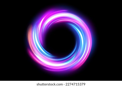 Abstract Ring Light Effect Isolated on Dark Background, Vector Illustration