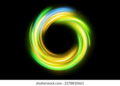 Abstract Ring Light Effect Isolated on Dark Background, Vector Illustration