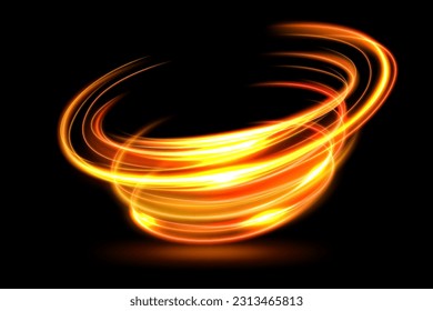 Abstract Ring Light Effect Isolated On Dark Background, Vector Illustration