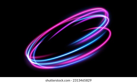 Abstract Ring Light Effect Isolated On Dark Background, Vector Illustration