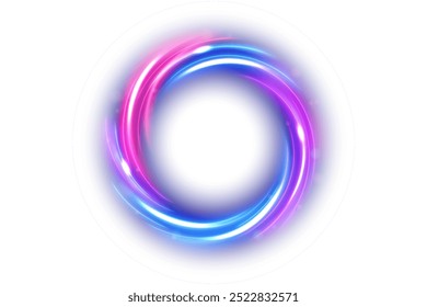 Efeito de luz de anel abstrato isolado no fundo branco, ilustração vetorial