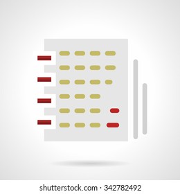 Abstract ring notebook with pen. Article writing. Journalism, media, news symbol. Flat color style vector icon. Single web design element for mobile app or website.