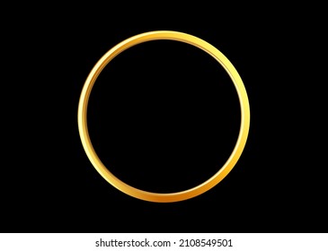 Abstract ring on black background. Golden round frame for the image. Vector design element.