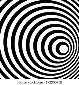 Abstract Ring Spiral Black and White Pattern Background.