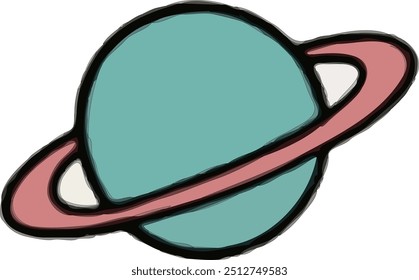 Planeta anelado abstrato em rosa e azul-petróleo