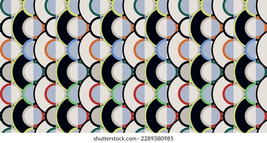 Abstract rings, avant-garde pattern. Vector repeating pattern of rings. Repeating round rings, abstract texture from circles.