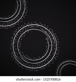 Abstract rings background with luminous particles. Glowing circles