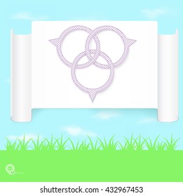 Abstract  Rings Chain Composition Vector on White Board for Your Flat Quote Design