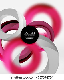 Abstract rings composition in grey 3d space with blurred effects. Vector digital wallpaper or business technology presentation background