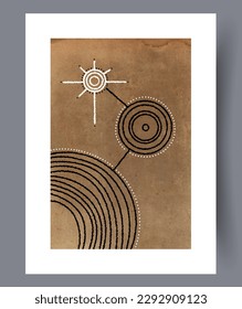 Abstract rings geometric constellations wall art print. Contemporary decorative background with constellations. Printable minimal abstract rings poster. Wall artwork for interior design.