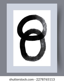 Abstract rings simple chain wall art print. Contemporary decorative background with chain. Wall artwork for interior design. Printable minimal abstract rings poster.