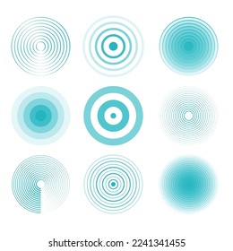 Abstrakte Ringe Schallwelle, Identifizierungsprozess, Hintergrund der Schallwellen. Radiostation-Signal, Kreisspin. Vektorgrafik.