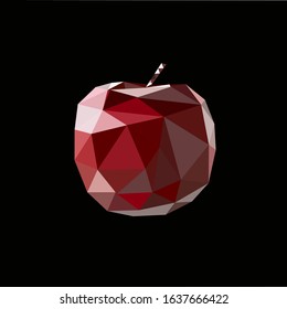 Abstract ripe red apple in polygonal style. Geometric vector illustration

