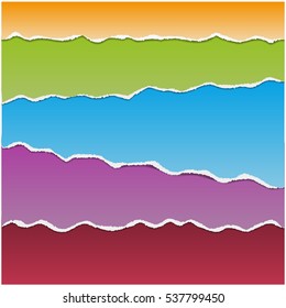 Abstract ripped paper with area for copy space.Colored torn paper background. Vector illustration.