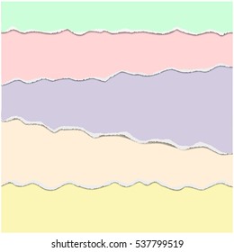 Abstract ripped paper with area for copy space.Colored pastel torn paper background.Vector illustration.