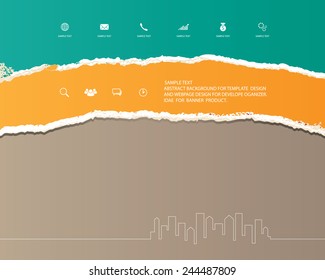 Abstract ripped paper background with area for copy space. Vector infographic background for template design.