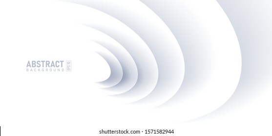 Abstract Ripple Effect On White Background. Circle Shape With Shadow In Paper Cut Style Vector Illustration.