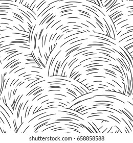Abstract ripple line circle seamless pattern. Wavy swirl ornamental background