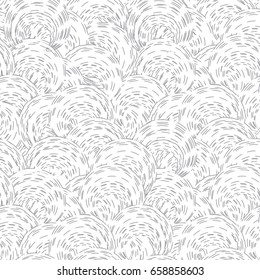 Abstract ripple line circle seamless pattern. Wavy swirl ornamental background