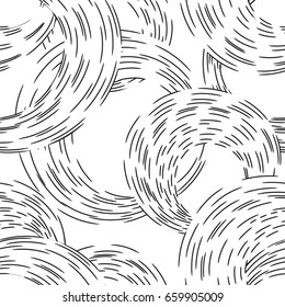Abstract ripple line circle seamless pattern. Wavy swirl ornamental background