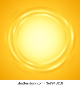 Abstract ripple liquid round frame vector illustration. Orange color.